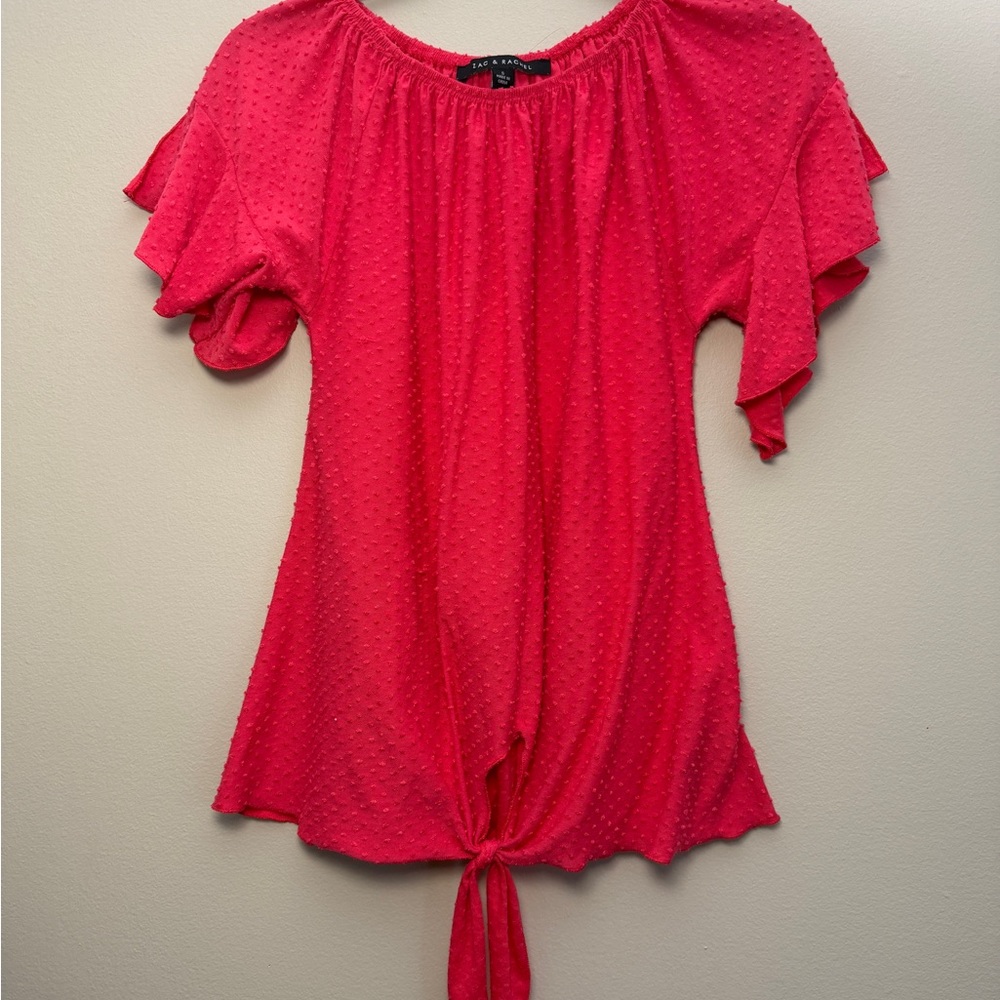 Women's Red Ruffle Sleeve Top